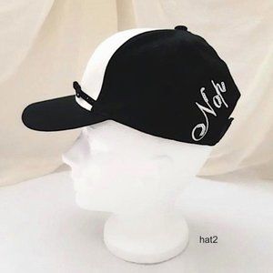 NOP Black White Cotton Cap Hat Cute Front Bow Rhinestone Strap Velcro Closure